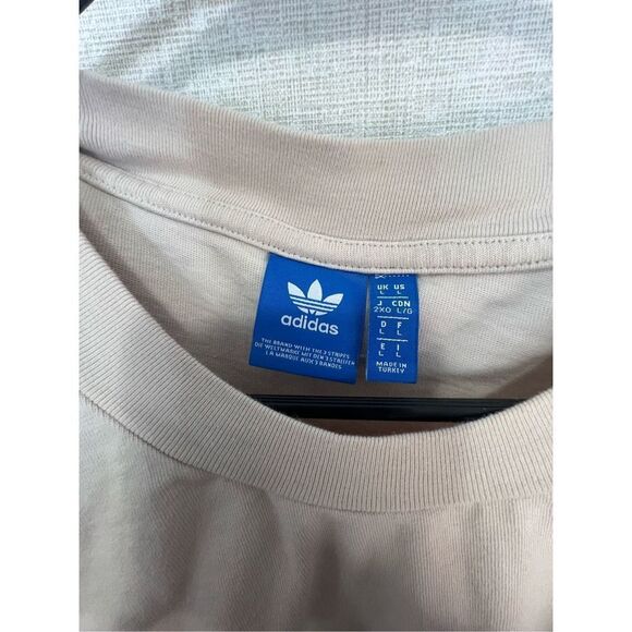 Adidas Cream Color Short Sleeve Oversized T-Shirt With Teal Logo - Picture 3 of 5